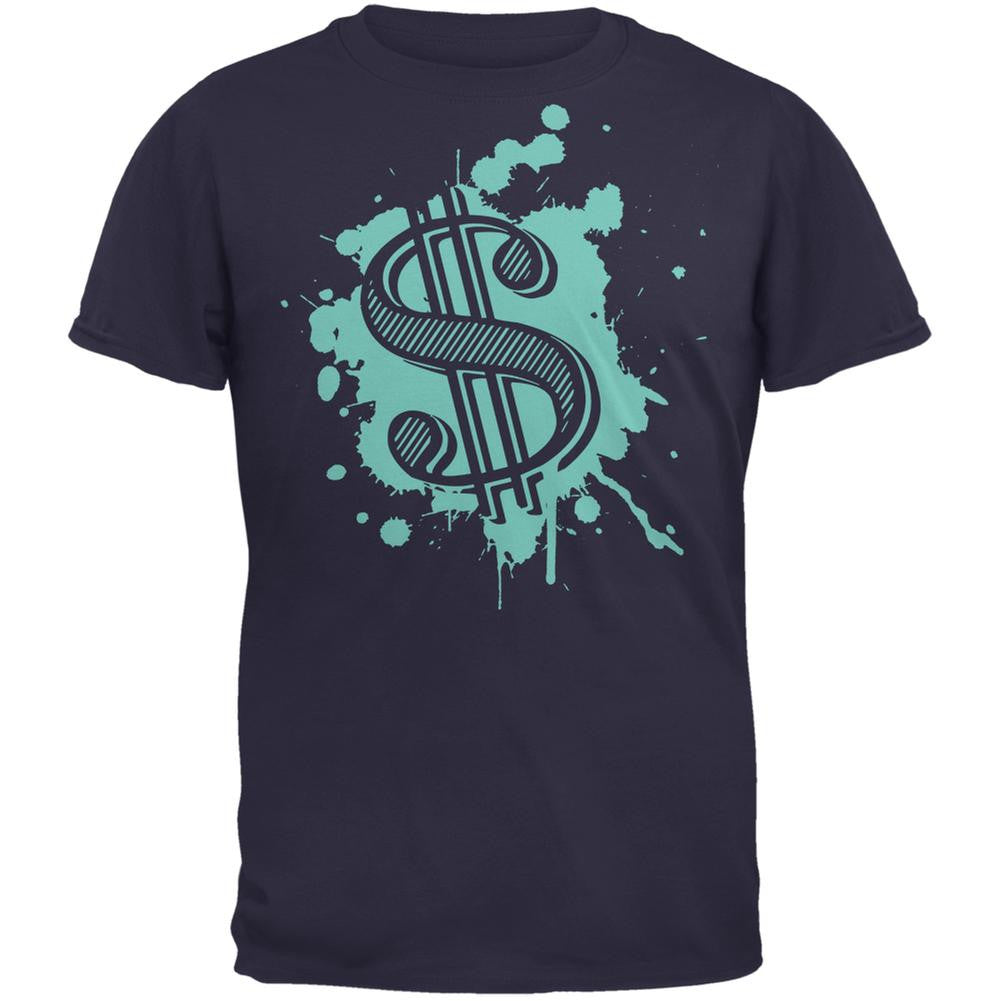 Splatter Dollar Sign Navy Adult T-Shirt Men's T-Shirts Old Glory 2XL Blue 