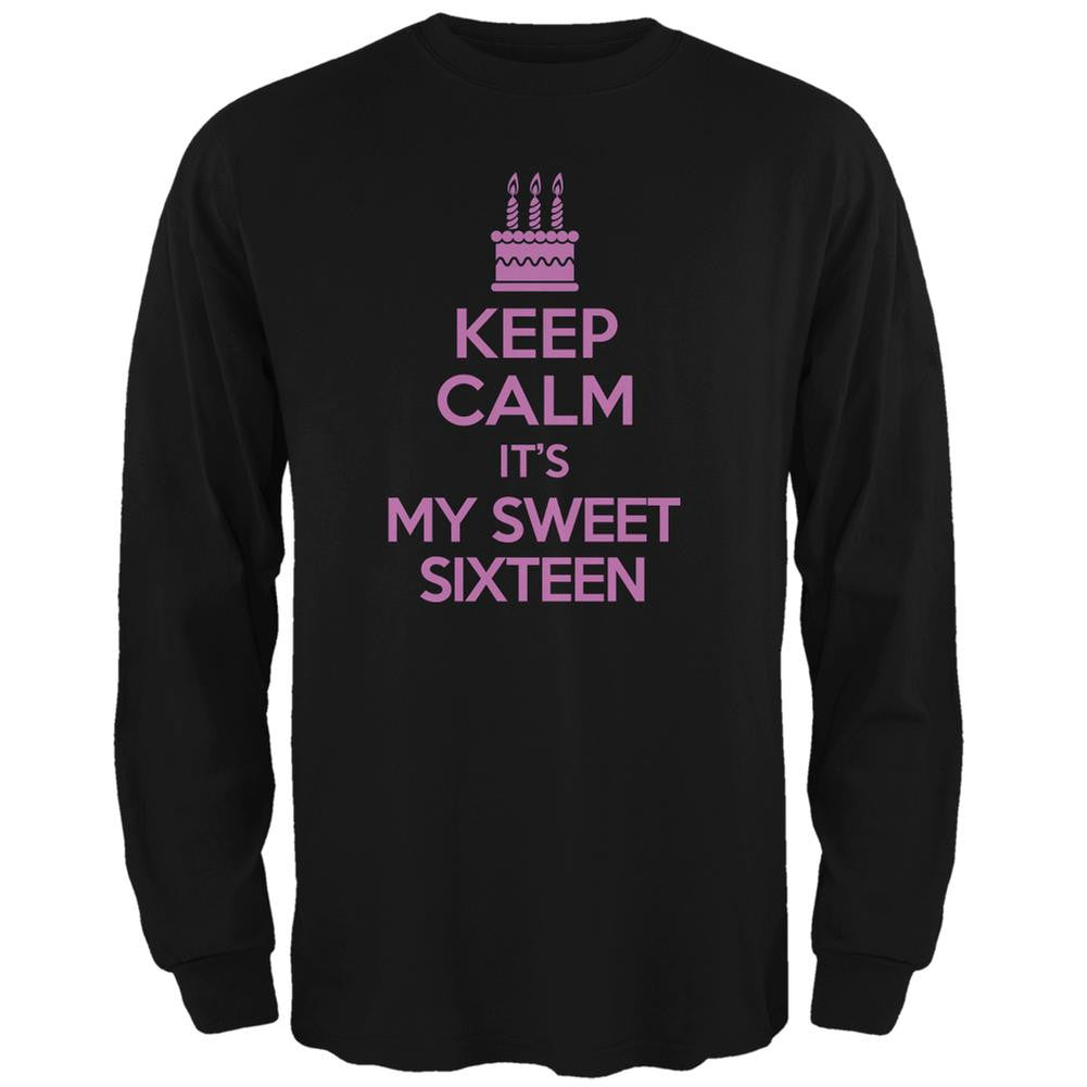 Keep Calm Sweet 16 Black Adult Long Sleeve T-Shirt Men's Long Sleeves Old Glory 2XL Black 