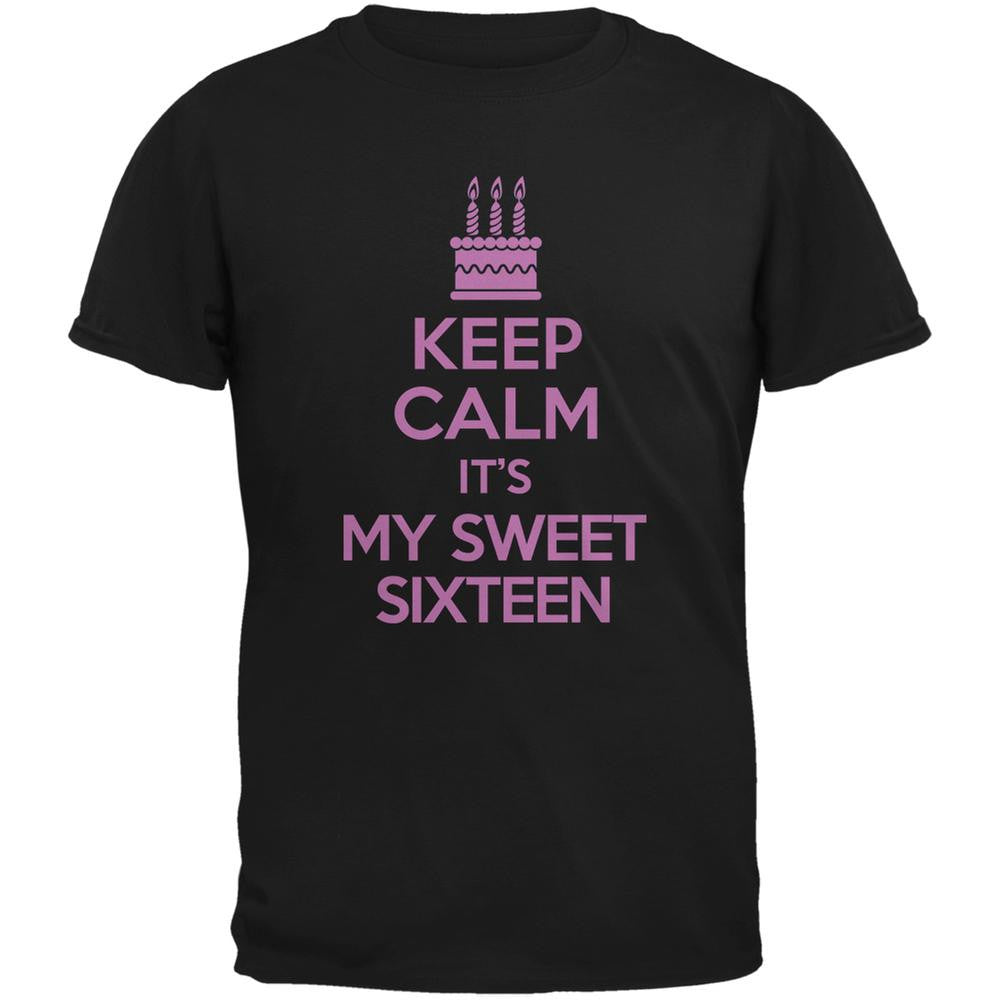 Keep Calm Sweet 16 Black Adult T-Shirt Men's T-Shirts Old Glory 2XL Black 