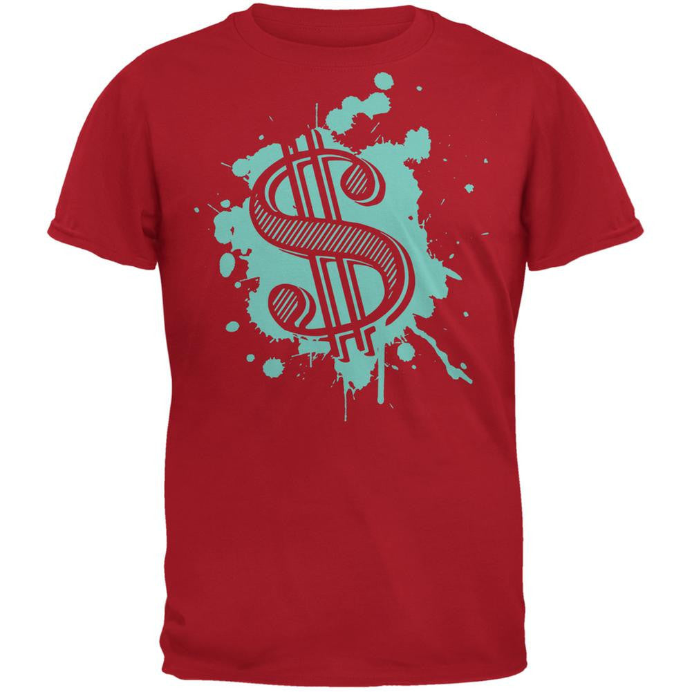 Splatter Dollar Sign Red Adult T-Shirt Men's T-Shirts Old Glory 2XL Red 