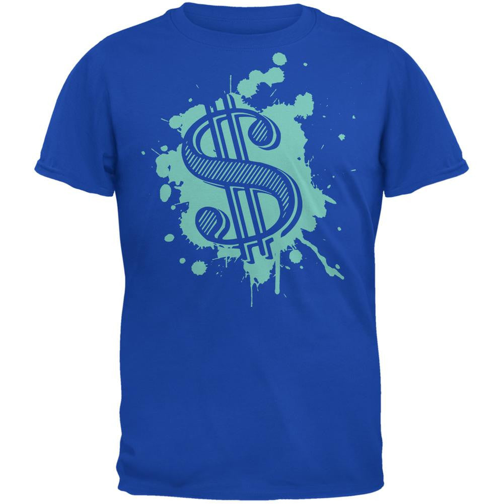 Splatter Dollar Sign Royal Adult T-Shirt Men's T-Shirts Old Glory 2XL Blue 