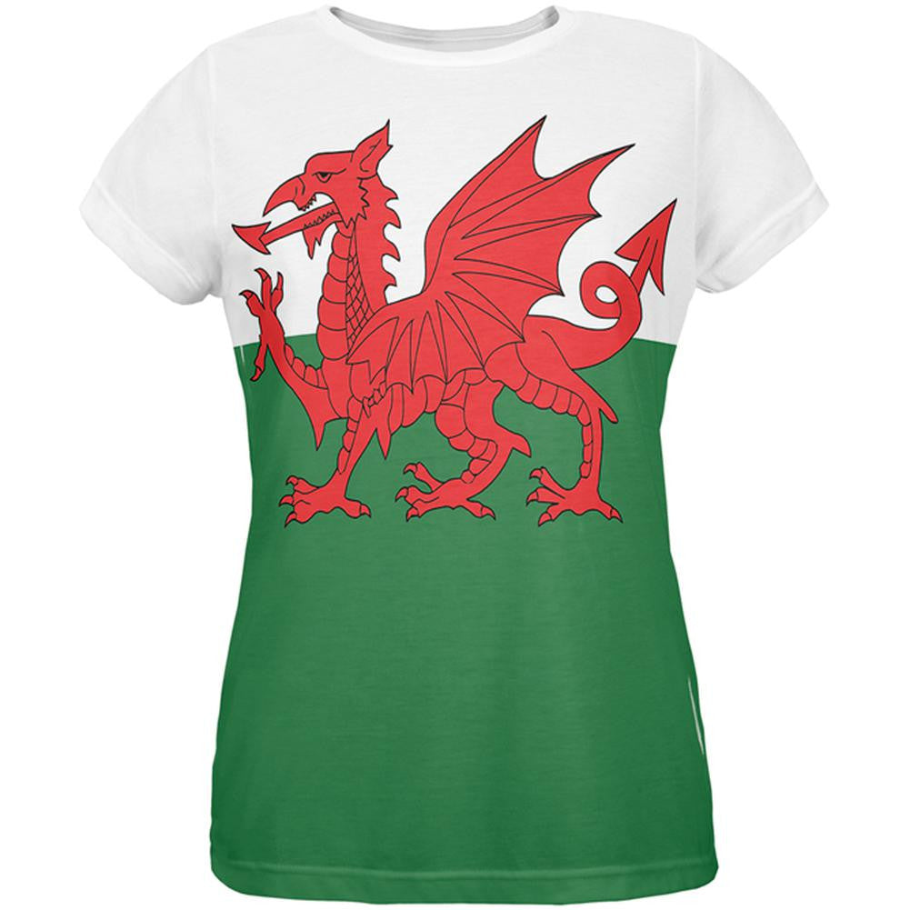 Welsh Flag All Over Womens T-Shirt Women's T-Shirts Old Glory 2XL Multi 