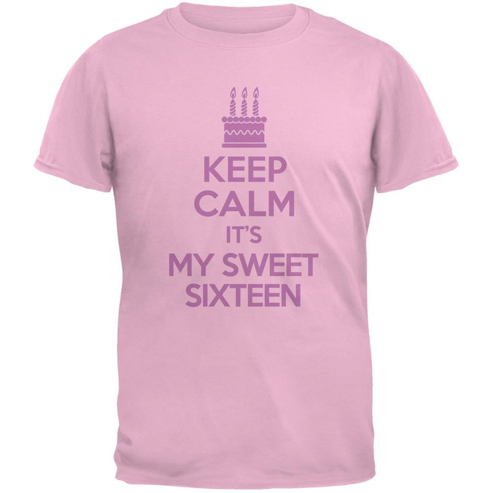 Keep Calm Sweet 16 Light Pink Adult T-Shirt Men's T-Shirts Old Glory 2XL Pink 