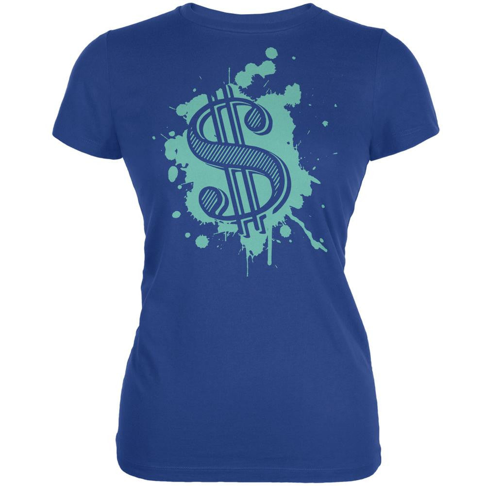 Splatter Dollar Sign Royal Juniors Soft T-Shirt Juniors T-Shirts Old Glory 2XL Blue 