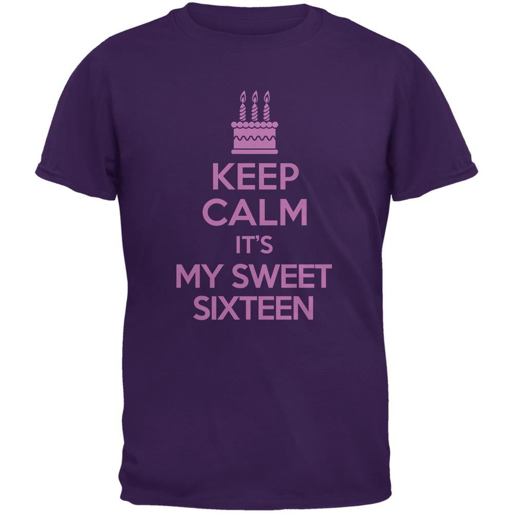 Keep Calm Sweet 16 Purple Adult T-Shirt Men's T-Shirts Old Glory 2XL Purple 