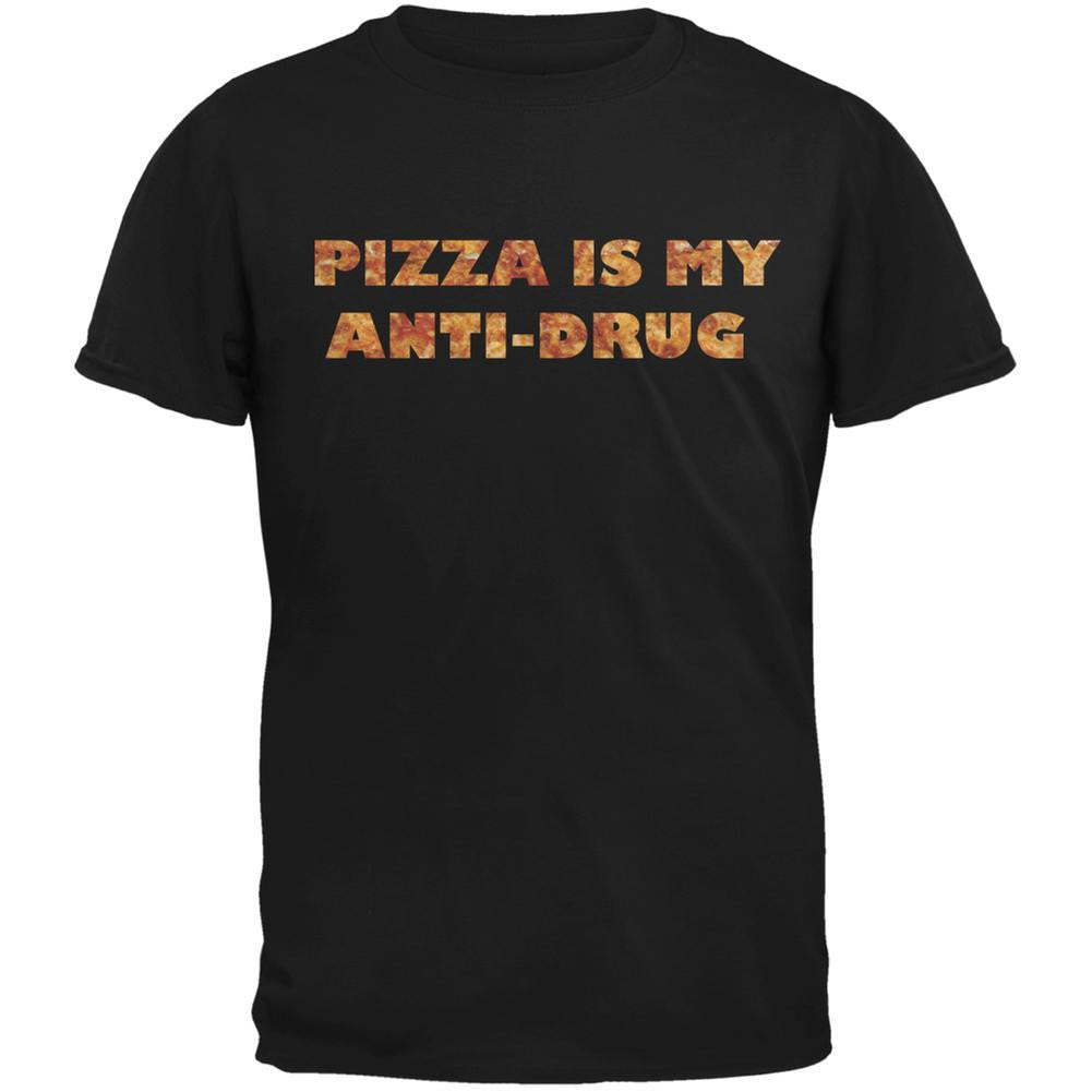 Pizza Is My Anti-Drug Black Adult T-Shirt Men's T-Shirts Old Glory 2XL Black 