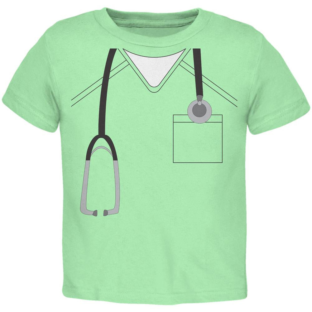 Halloween Doctor Scrubs Costume Mint Green Toddler T-Shirt Toddler T-Shirts Old Glory 2T Green 