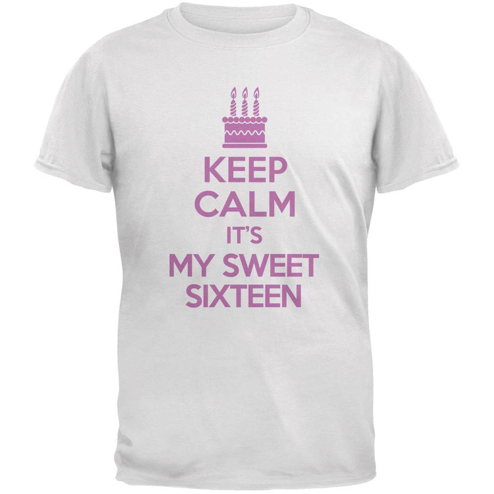 Keep Calm Sweet 16 White Adult T-Shirt Men's T-Shirts Old Glory 2XL White 