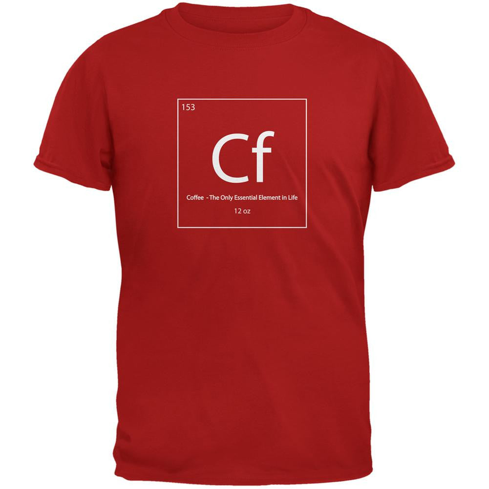 Coffee Periodic Table Red Adult T-Shirt Men's T-Shirts Old Glory SM Red 