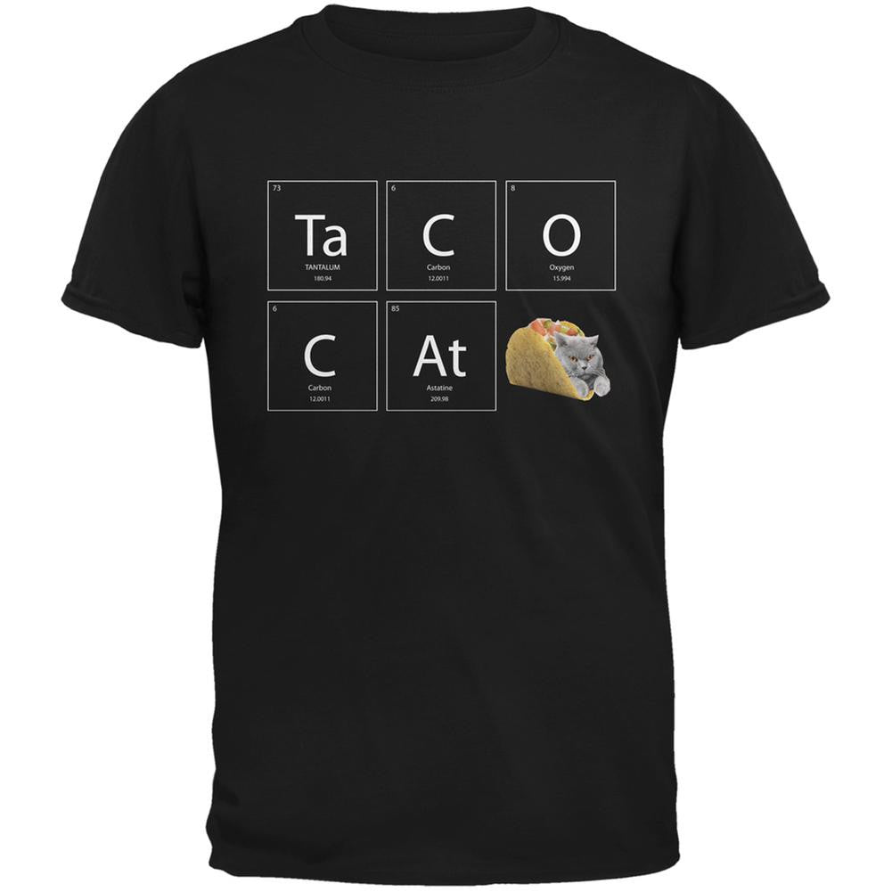 Taco Cat Periodic Table Black Adult T-Shirt Men's T-Shirts Old Glory 2XL Black 