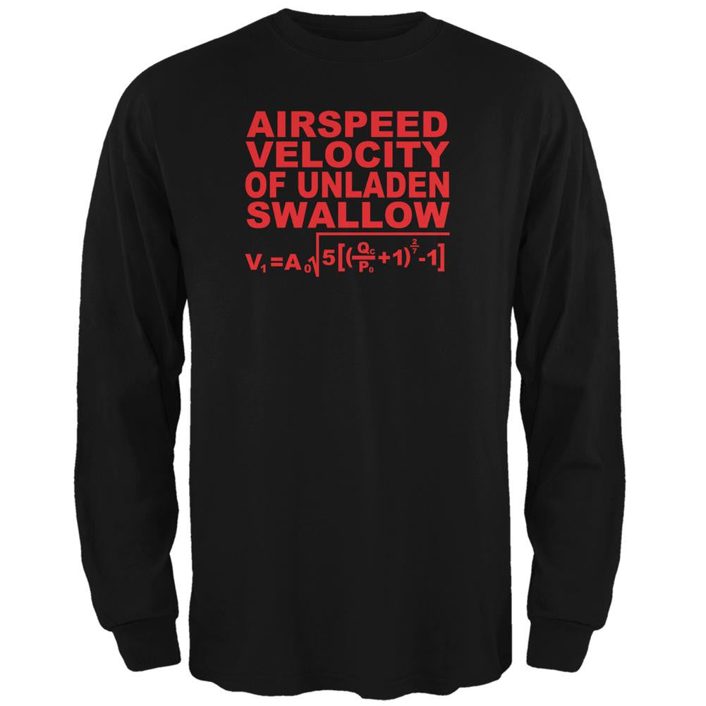 Airspeed Unladen Swallow Funny Black Adult Long Sleeve T-Shirt Men's Long Sleeves Old Glory SM  