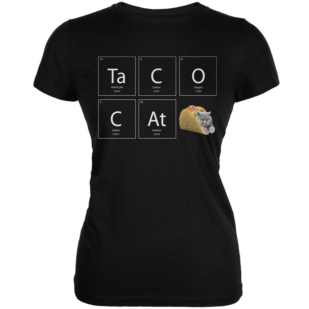 Taco Cat Periodic Table Black Juniors Soft T-Shirt Juniors T-Shirts Old Glory 2XL Black 