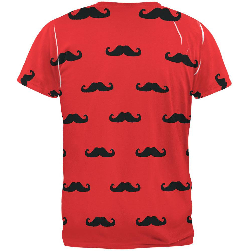 Red & Black Mustaches All Over Adult T-Shirt Men's T-Shirts Old Glory   