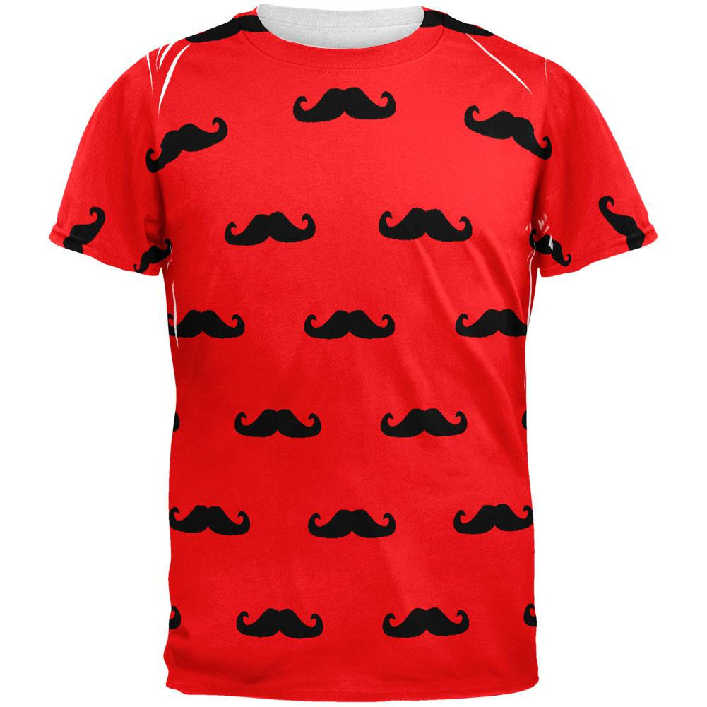 Red & Black Mustaches All Over Adult T-Shirt Men's T-Shirts Old Glory 2XL Multi 