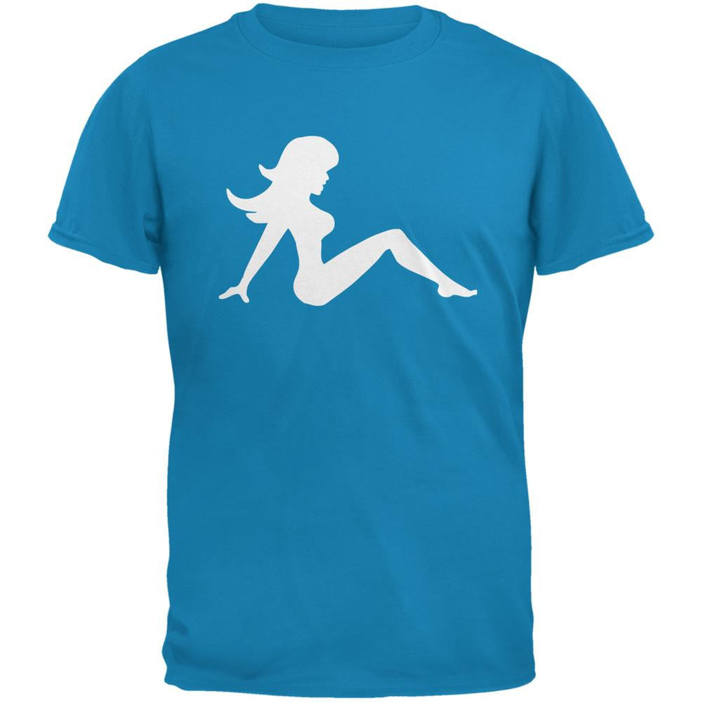 Mudflap Girl Silhouette Sapphire Blue Adult T-Shirt Men's T-Shirts Old Glory 2XL Blue 