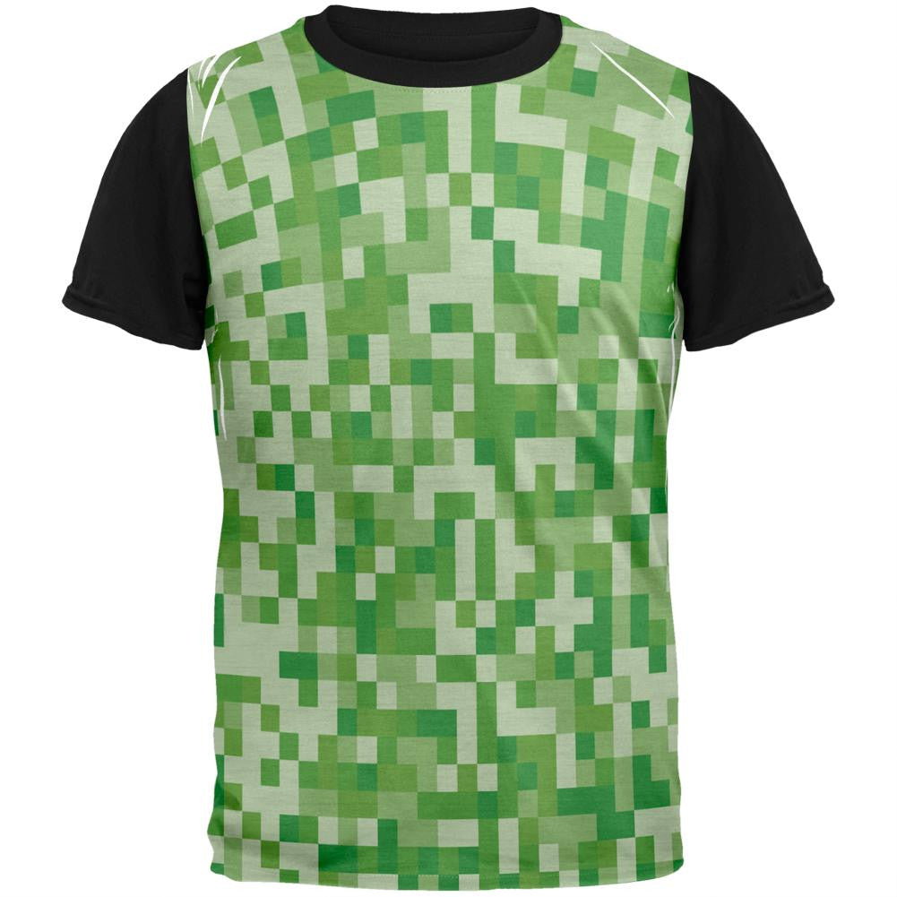Green Pixels Adult Black Back T-Shirt Men's T-Shirts Old Glory SM White 