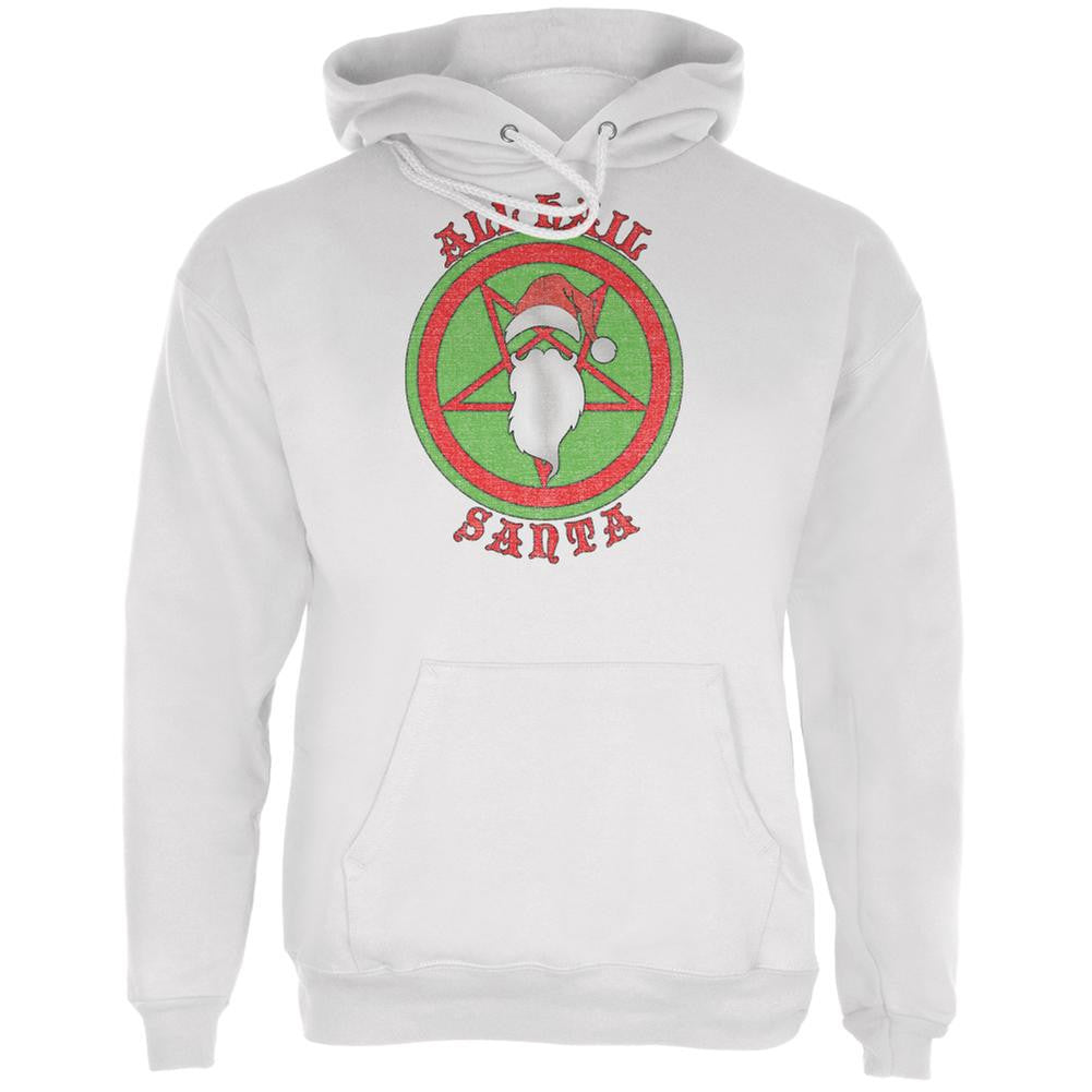 Christmas All Hail Santa Funny White Adult Hoodie Men's Hoodies Old Glory LG White 