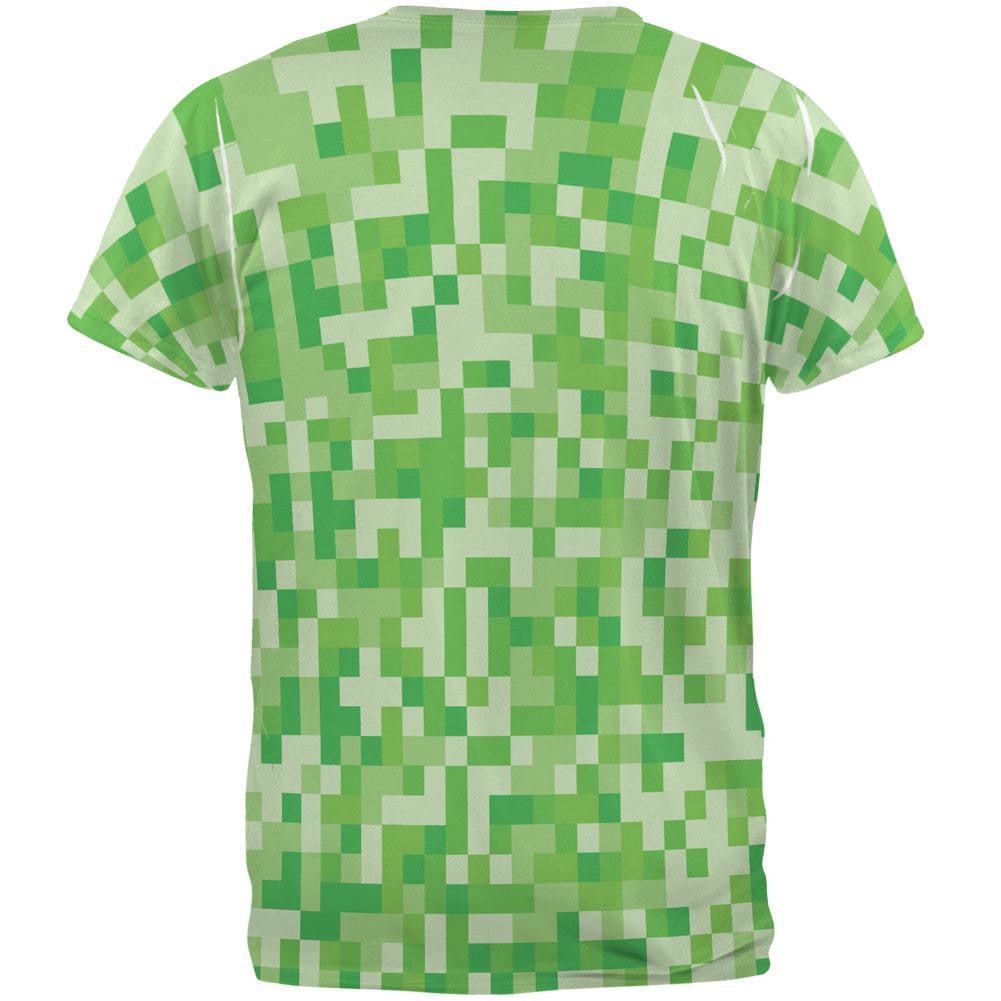 Green Pixels All Over Adult T-Shirt Men's T-Shirts Old Glory   