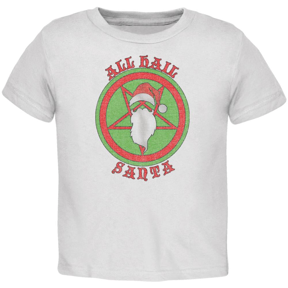 Christmas All Hail Santa Funny White Toddler T-Shirt Toddler T-Shirts Old Glory 2T White 