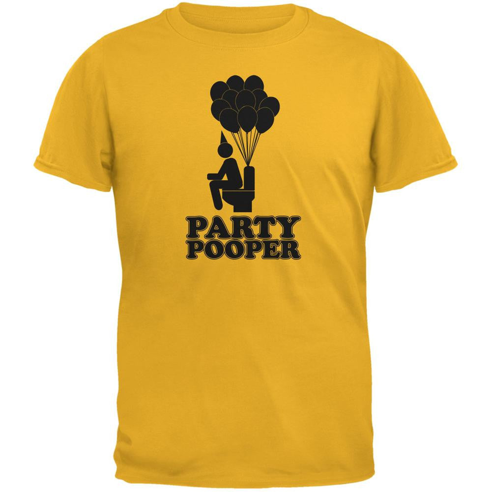 Funny Party Pooper Gold Adult T-Shirt Men's T-Shirts Old Glory 2XL Yellow 