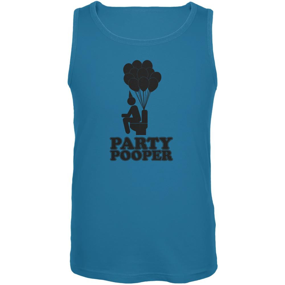 Funny Party Pooper Turquoise Adult Tank Top Men's Tank Tops Old Glory 2X Blue 