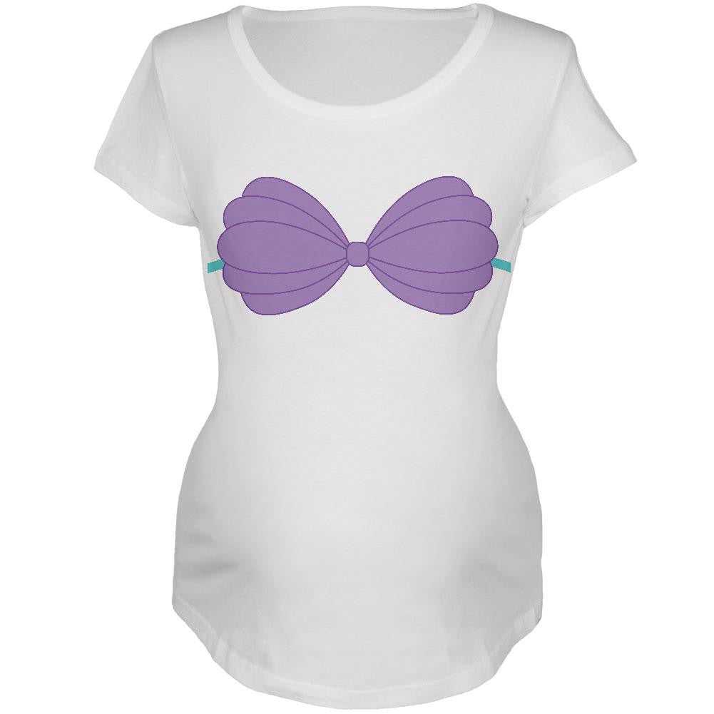 Halloween Purple Shell Bra Costume White Maternity Soft T-Shirt Maternity T-Shirts Old Glory 2XL White 