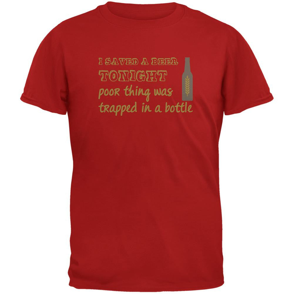 I Saved A Beer Red Adult T-Shirt Men's T-Shirts Old Glory SM Red 