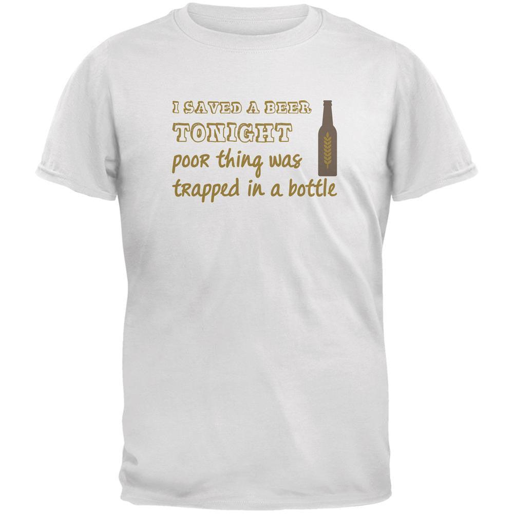 I Saved A Beer White Adult T-Shirt Men's T-Shirts Old Glory SM White 