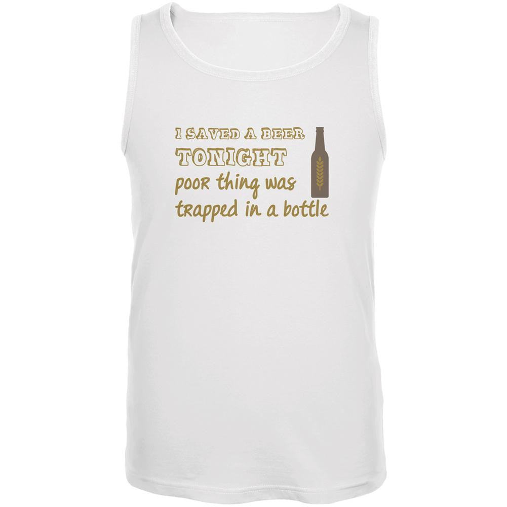 I Saved A Beer White Adult Tank Top Men's Tank Tops Old Glory SM White 