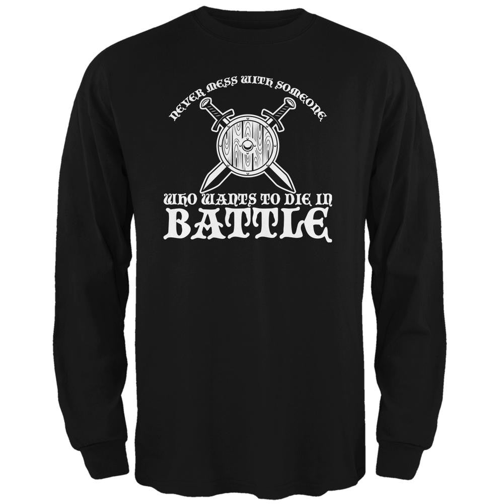 Die In Battle Black Adult Long Sleeve T-Shirt Men's Long Sleeves Old Glory 2XL Black 