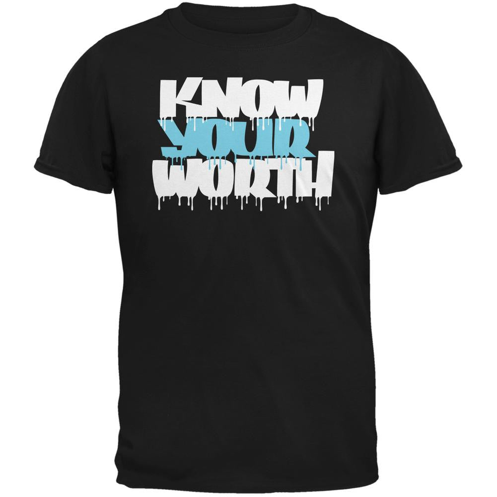 Know Your Worth Black Adult T-Shirt Men's T-Shirts Old Glory 2XL Black 