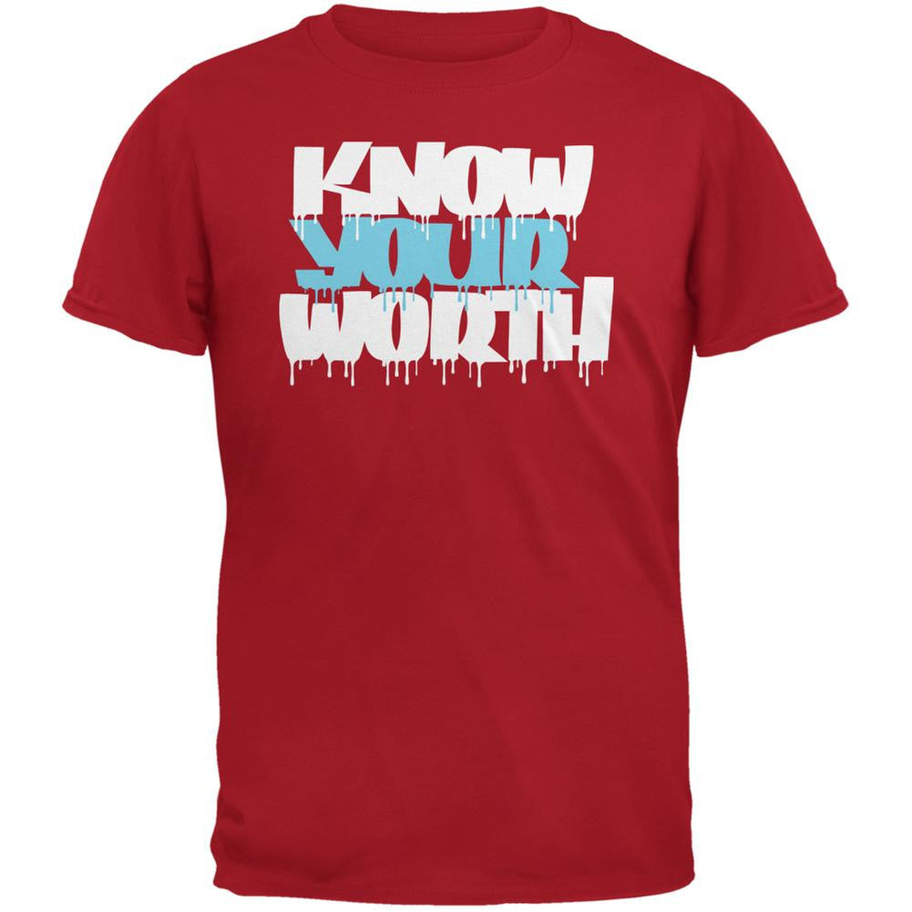 Know Your Worth Red Adult T-Shirt Men's T-Shirts Old Glory 2XL Red 