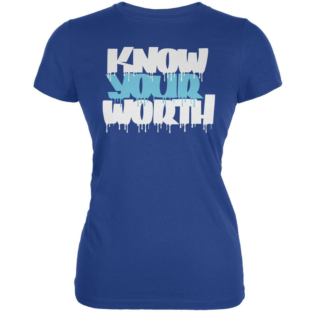 Know Your Worth Royal Juniors Soft T-Shirt Juniors T-Shirts Old Glory 2XL Blue 