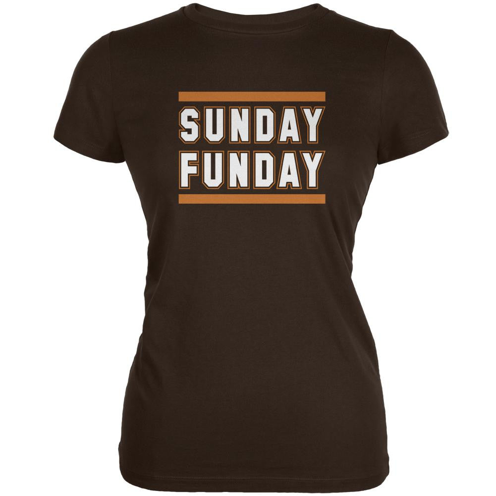 Sunday Funday Cleveland Brown Juniors Soft T-Shirt Juniors T-Shirts Old Glory 2XL Brown 