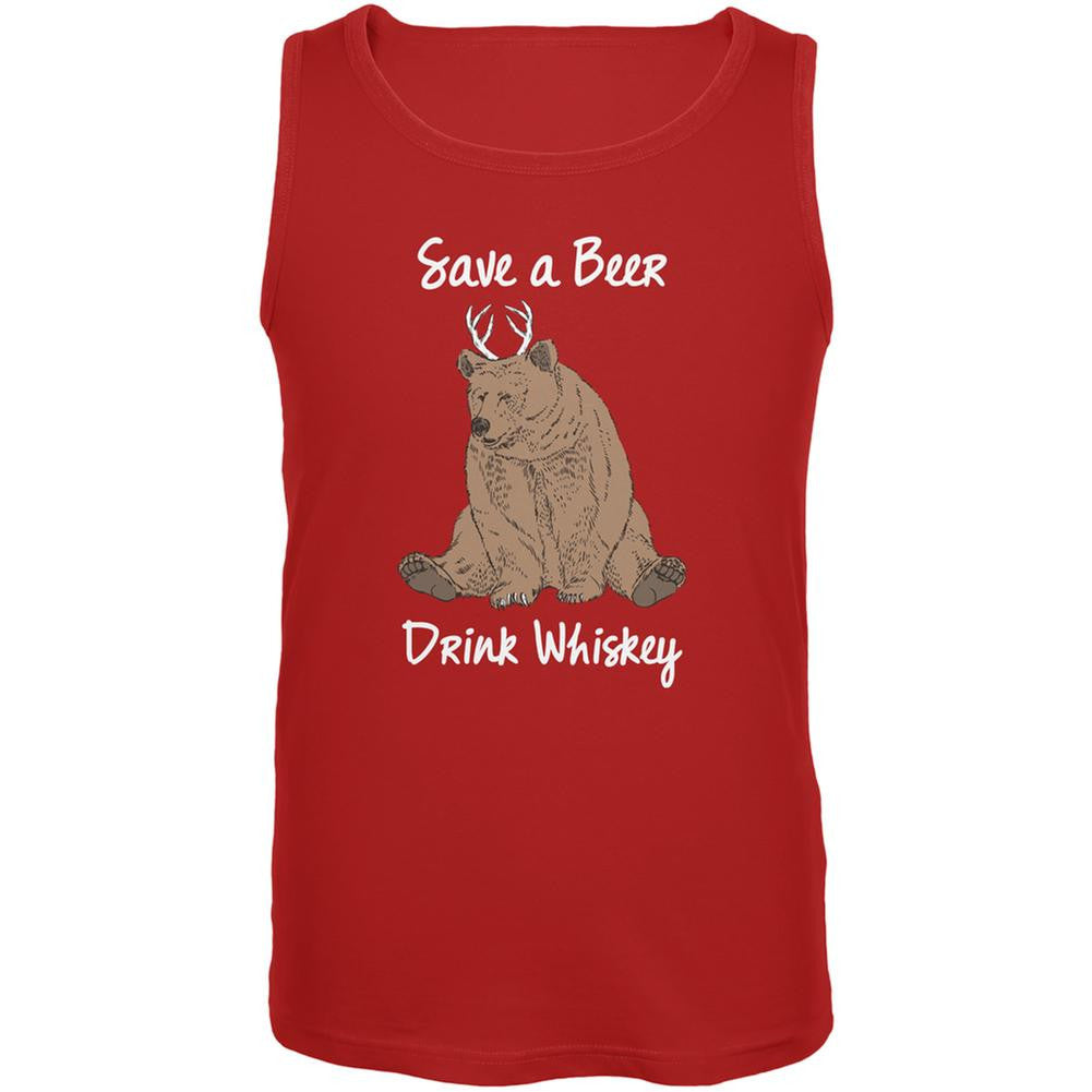 Save a Beer Drink Whiskey Red Adult Tank Top Men's Tank Tops Old Glory 2XL Red 