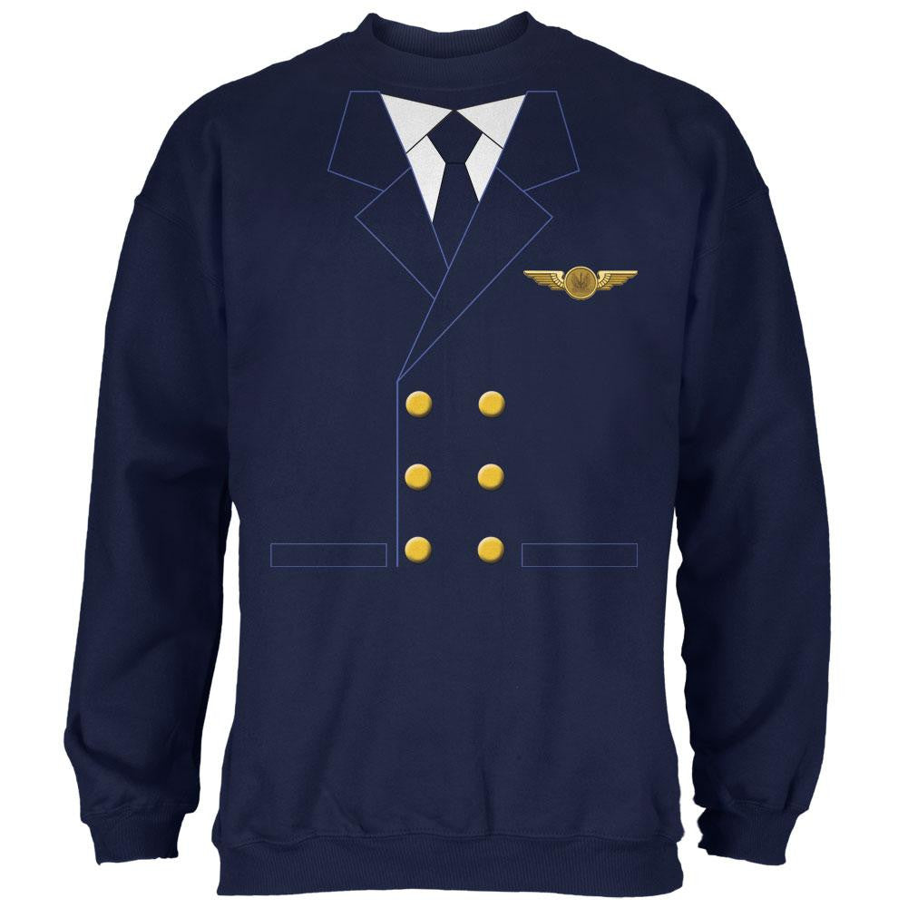 Halloween Airline Airplane Pilot Navy Adult Sweatshirt Men's Sweatshirts Old Glory 2XL Blue 