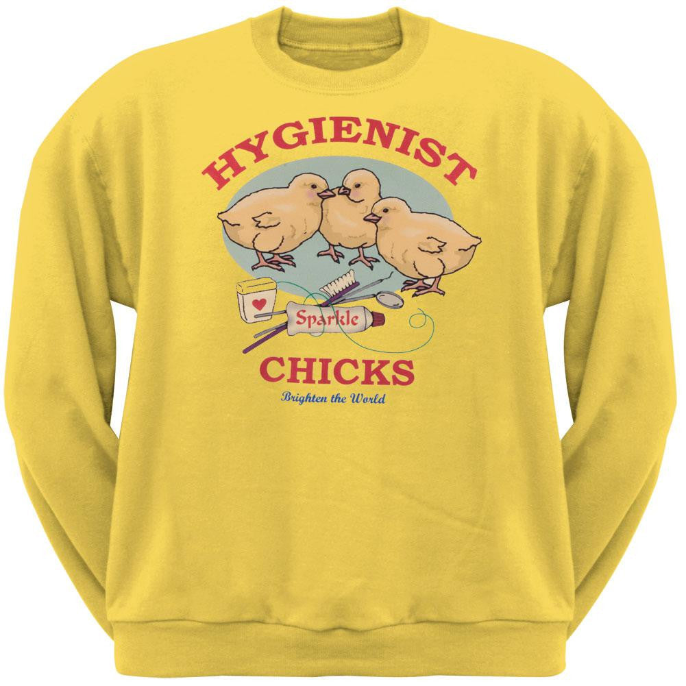 Hygienist Chicks Brighten The World Adult Crew Sweatshirt Men's Sweatshirts Old Glory 2XL Yellow