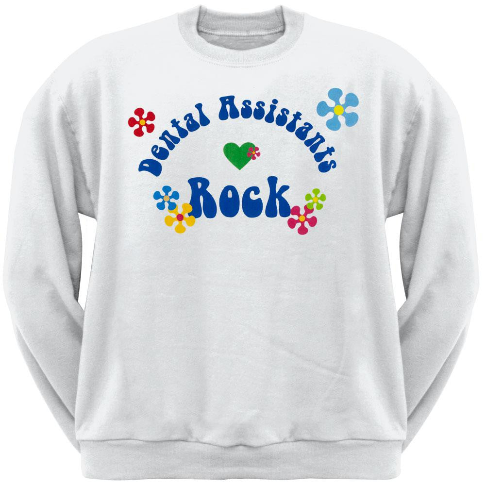 Dental Assistants Rock Hippie Logo Adult Sweatshirt Men's Sweatshirts Old Glory LG White 