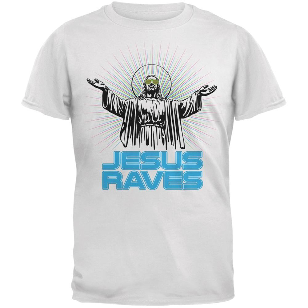 Jesus Raves White Adult T-Shirt Men's T-Shirts Old Glory 2XL White 