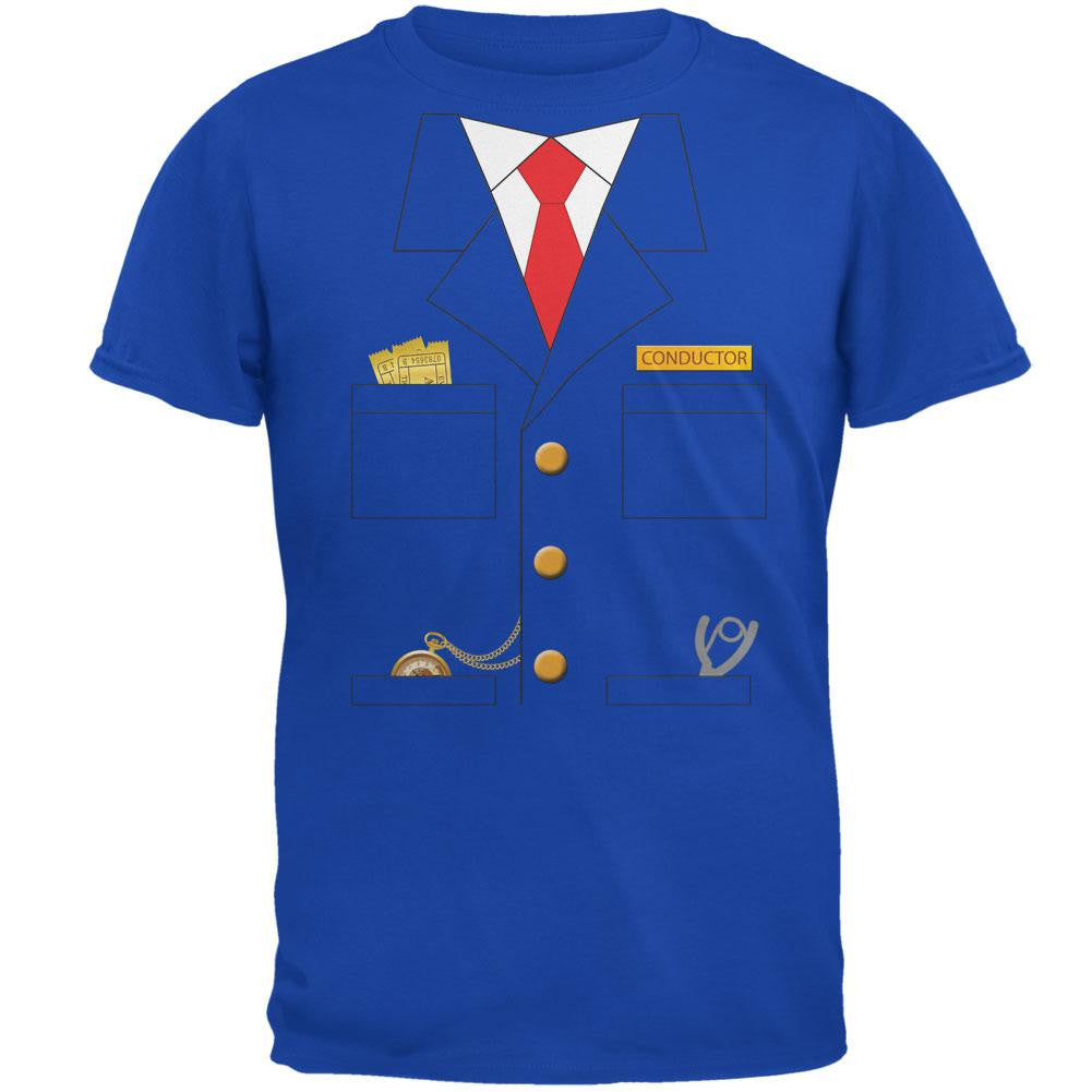 Halloween Train Conductor Costume Royal Adult T-Shirt Men's T-Shirts Old Glory 2XL Blue 