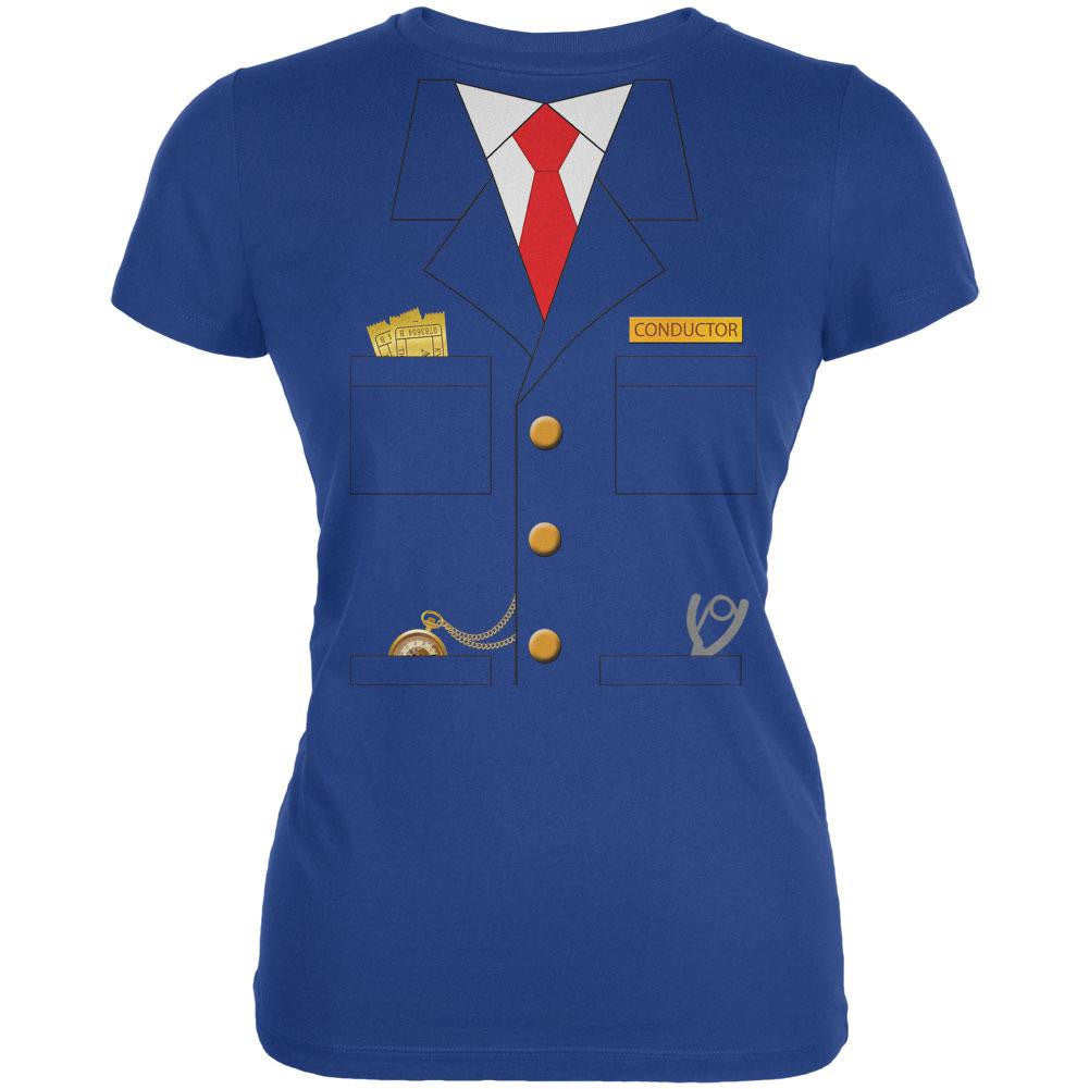 Halloween Train Conductor Costume Royal Juniors Soft T-Shirt Juniors T-Shirts Old Glory 2XL Blue 