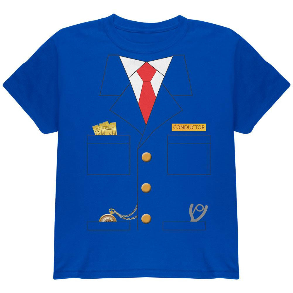 Halloween Train Conductor Costume Royal Youth T-Shirt Youth T-Shirts Old Glory LG Blue 