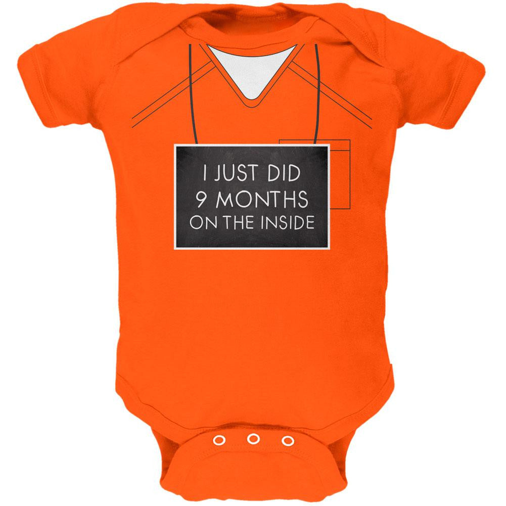 9 Months Inside Prisoner Inmate Costume Orange Soft Baby One Piece Baby One Piece Old Glory 0-3M Orange 