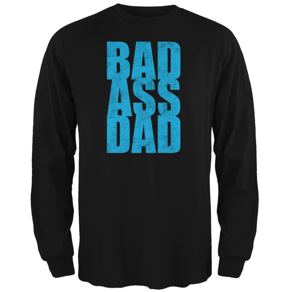 Bad Ass Dad Black Adult Long Sleeve T-Shirt Men's T-Shirts Old Glory 2XL Black 