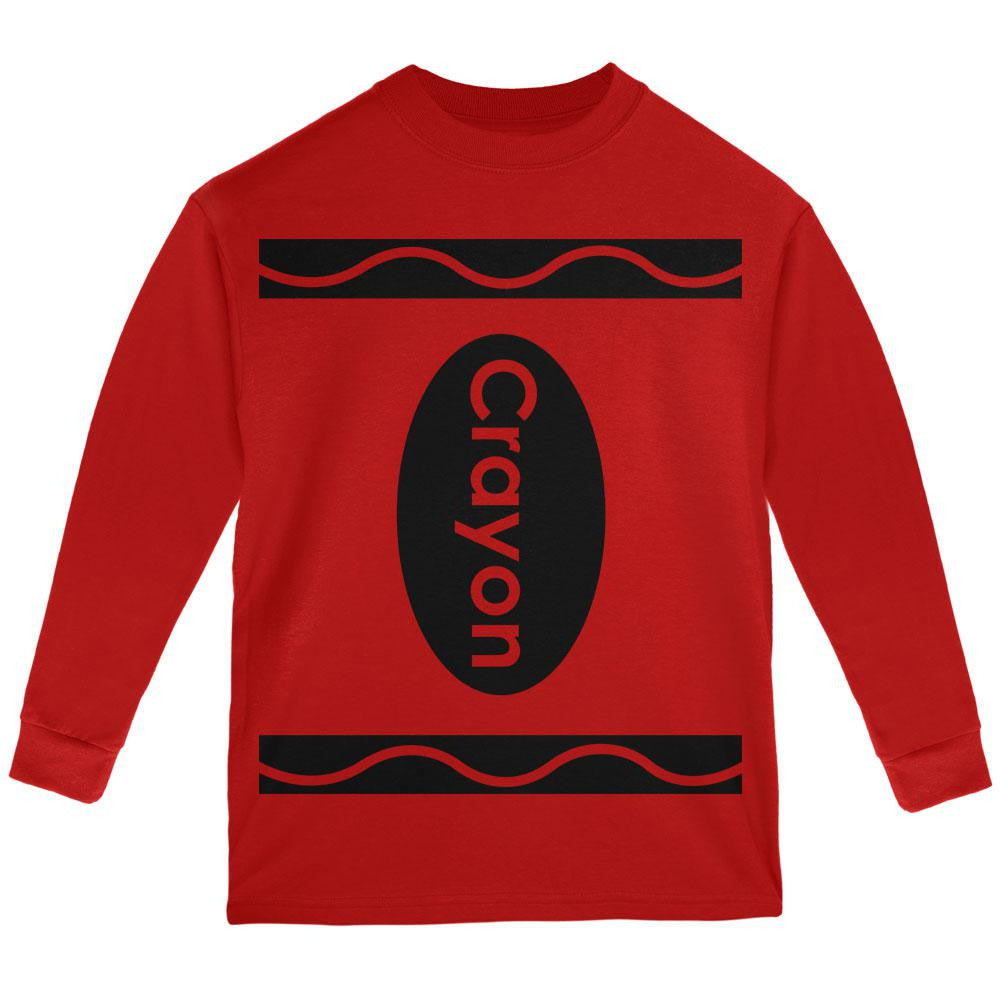 Halloween Crayon Costume Red Youth Long Sleeve T-Shirt Youth Long Sleeves Old Glory LG Red 