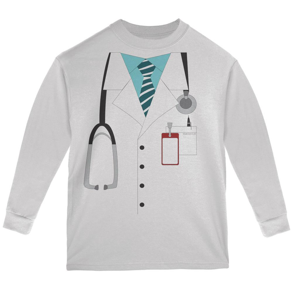 Halloween Doctor Costume White Youth Long Sleeve T-Shirt Youth Long Sleeves Old Glory   