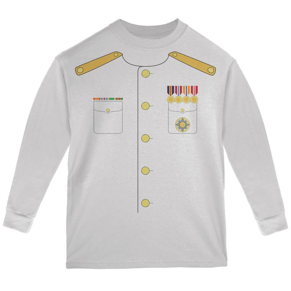 Halloween Navy Admiral Costume White Youth Long Sleeve T-Shirt Youth Long Sleeves Old Glory LG White 