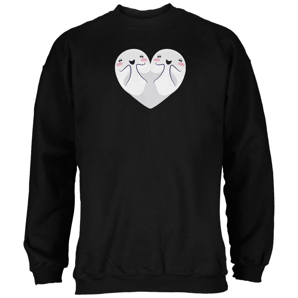 Halloween Heart Shaped Ghosts Black Adult Sweatshirt Men's Sweatshirts Old Glory 2XL Black 