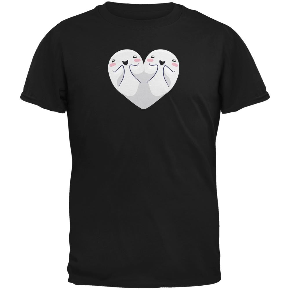 Halloween Heart Shaped Ghosts Black Adult T-Shirt Men's T-Shirts Old Glory 2XL Black 