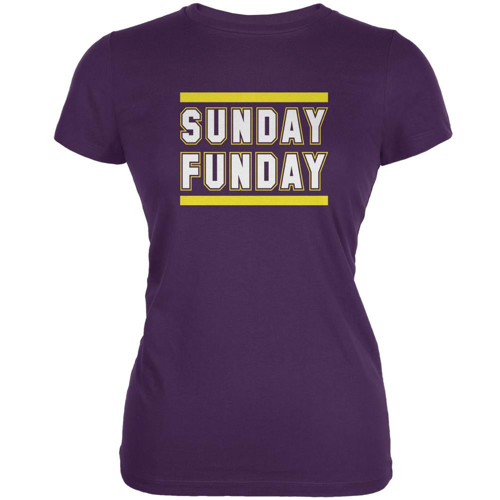 Sunday Funday Minnesota Purple Juniors Soft T-Shirt Juniors T-Shirts Old Glory 2XL Purple 